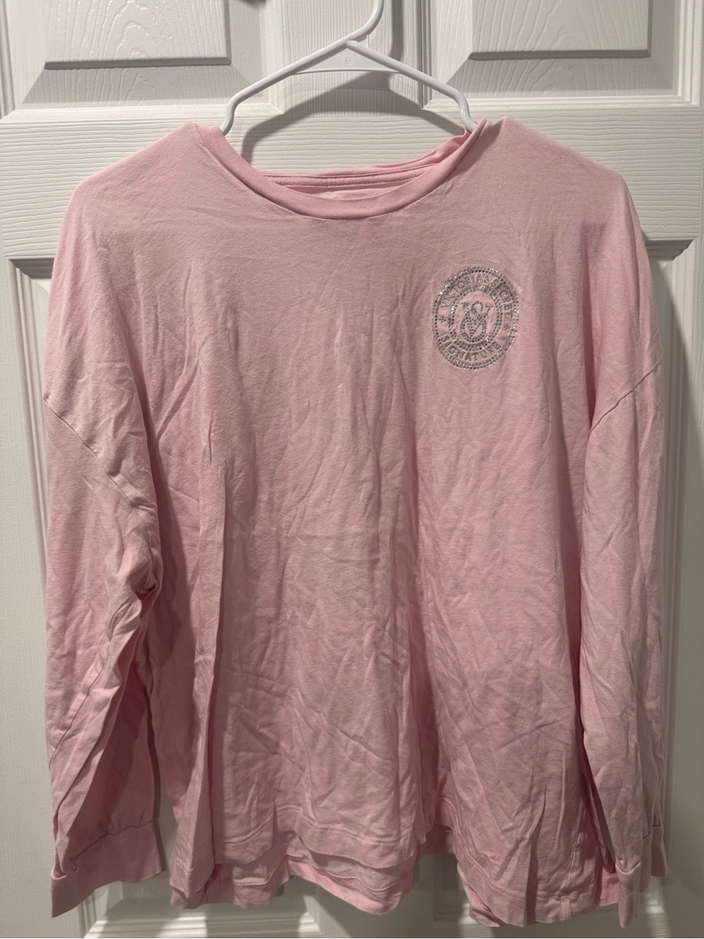 Victoria's Secret Pink and White Striped Pajamas with Metallic Thread